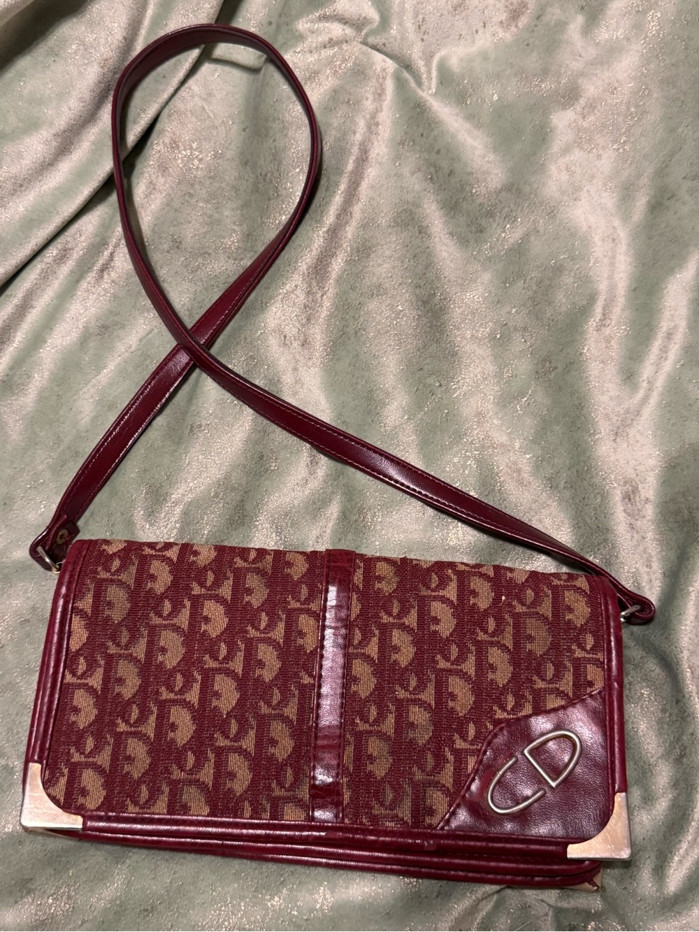 Designer-Inspired Burgundy Monogram Shoulder Bag( Vintage)